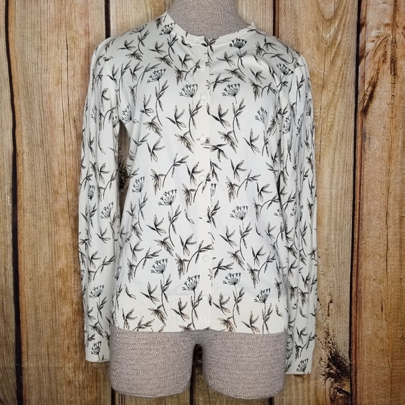 LOFT Sweater Cardigan Floral Print button down - Picture 2 of 9